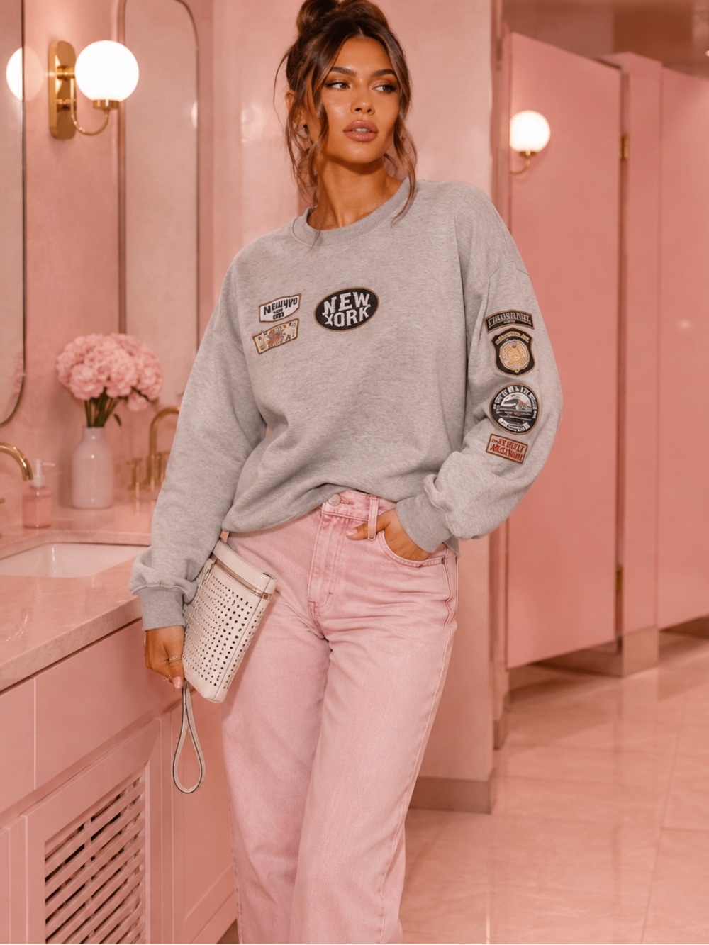 🛍️ SOCIAL SCENE Gray peacemaker, fire police depatmnt LA patches sweatshirt XLG